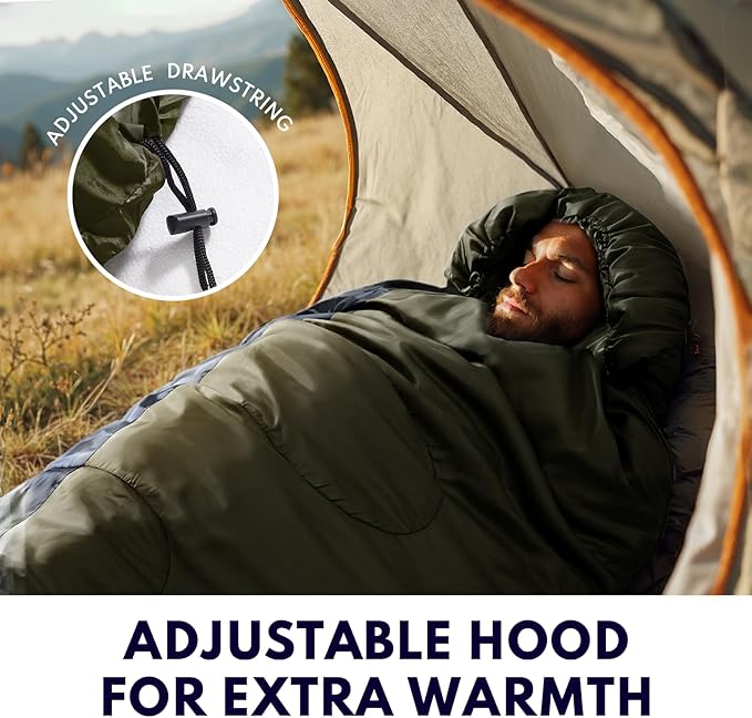 0 Degree XXL Sleeping Bags for Adults Cold Weather,Camping Sleeping Bag with Compression Sack for Winter Hiking, Hunting,Traveling