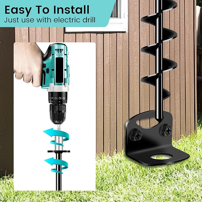 25" Ground Anchors Screw in, Mobile Home Anchors with Upgraded Wider Spiral Blades, Earth Anchors Swing Set Anchors High Wind Heavy Duty for Shed, Trampoline, Carports(Set of 8)