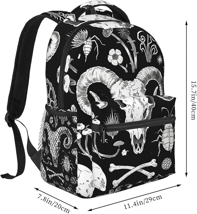 Men Women Polyester Goth Spirit Board Witch Rabbit Black Art Daypack Big Capacity Shoulder Bag With Adjustable Shoulder Straps for Camping Travel Walking Cycling