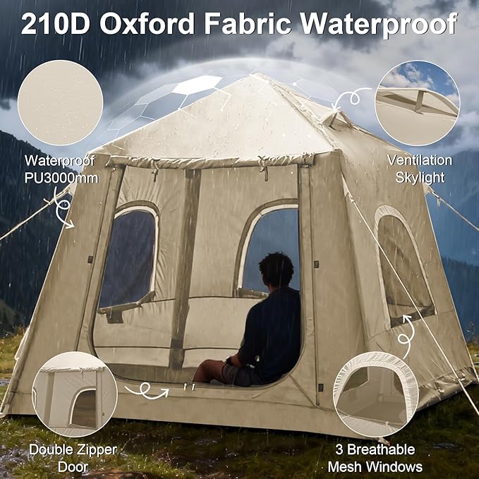 Inflatable Tents for Camping,Easy Blow Up Tent with Hand Pump,4 Seasons Waterproof Air Inflatable Camping Tent House for Family Weekend Camping