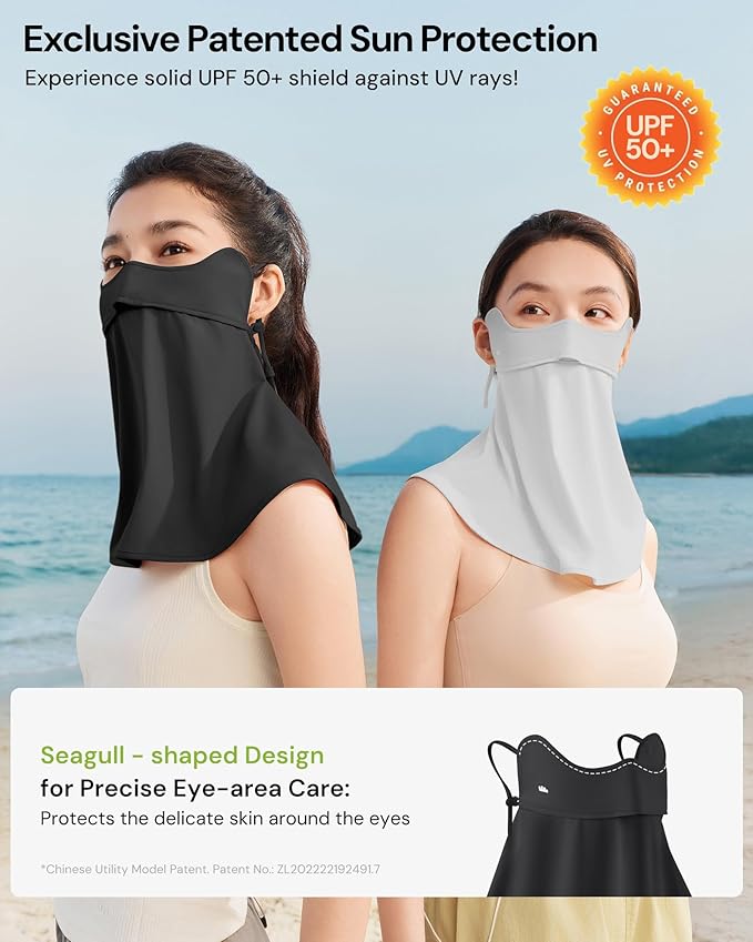 BENEUNDER UV Sun Protection Face Cover/Neck Gaiter Scarf UPF50+ Breathable Cooling for Summer Outdoor Activities Reusable