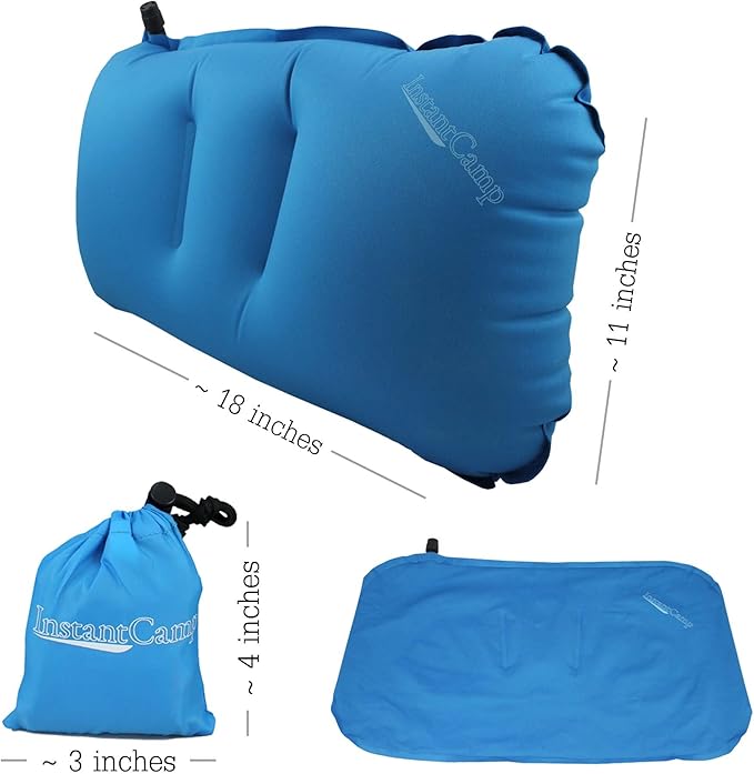 Ultra Lightweight Inflatable Backpacking Travel Camping Pillow - Compact, Comfortable, Ergonomic, Durable Used for Lumbar Support, Camp, Hike