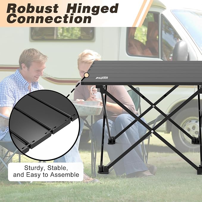Folding Camping Table, Ultralight Aluminum Folding Beach Table with Carry Bag, Portable Camping Table Foldable for Outdoor Cooking, Camping, Picnic, Travel (Black Medium 22")