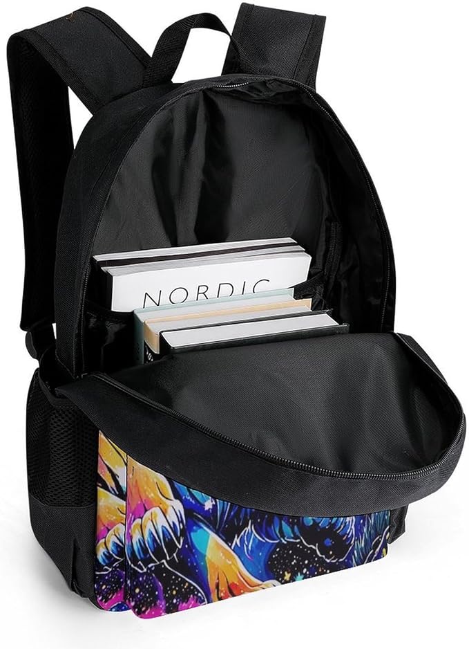 Supdreamc Casual Daypack Multipurpose Anti-Theft Large Capacity Carry On Bag, Cool Tiger Universe Surreal Style Art Casual Daypack Climbing Shoulder Bag With Padded Straps