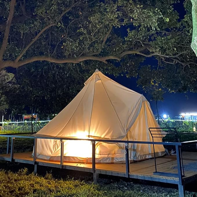 GeRRiT Yurt Tents Bell Tent Oxford Cloth 4-Season Pyramid Tent Family Teepee Camping Tent with Stove Hole for Outdoor Hunting Glamping