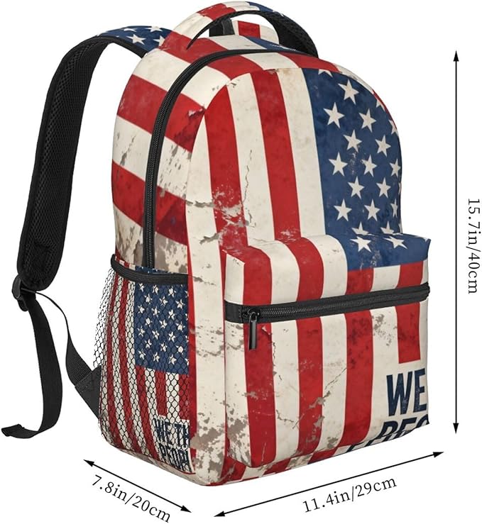 Daypack Anti-Theft Multipurpose Large Capacity Shoulder Bag, 250 Years American 250th Anniversary USA Flag Art Travel Hiking Camping Rucksack With Smooth Zippers