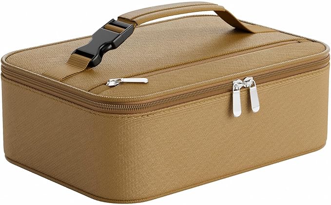 Small Lunch Box Insulated Lunch Bag for Women Men, Bento Kids Lunch Box, Compact Portable Thermal Meal Cooler Bags with Buckle Handle for Work & School, Khaki 5L