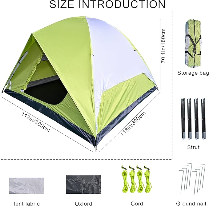 4-6 Person Dome Camping Tent, Family Camping Tent, 83x106 inches, Waterproof Oxford Flooring, for Fishing, Outdoor Camping, Hiking, Study Tours, Summer Camps.