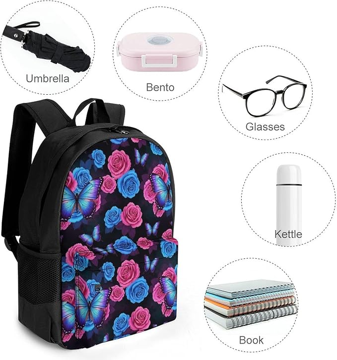 Casual College Daypack Butterfly Multipurpose Business Travel with Large Capacity Rucksack for Men Women