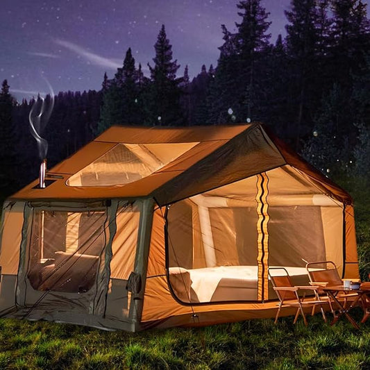 EROMMY 4/6/8/12 Person Inflatable Tent with Skylight, 4 Season Blow Up Tents with Hand Pump for Outdoor Camping & Hiking, Easy Set-up Windproof Sunproof Waterproof