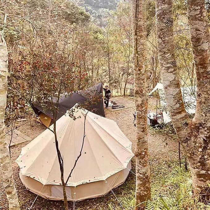 GeRRiT Large Camping Tent Bell Tent with Stove Hole Cotton Canvas Tents Tent 4 Season Indian Tent for Family Camping Outdoor Hunting