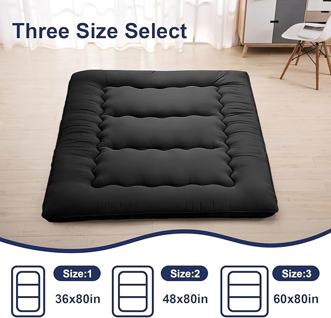 Japanese Floor Mattress,Thicken Japanese Floor Sleeping Pad Foldable,Roll Up Tatami Mat Easy to Store and Portable,Futon Mattress Suitable for Camping and Guest Room (Light Gray, Queen (80" X 60"))