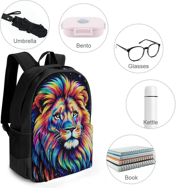 Lightweight Rucksacks for Climbing Outdoors Walking Cycling, Large Capacity Anti-Theft Multipurpose Carry On Bag, Galaxy Lion Art Camping Outdoor Backpack