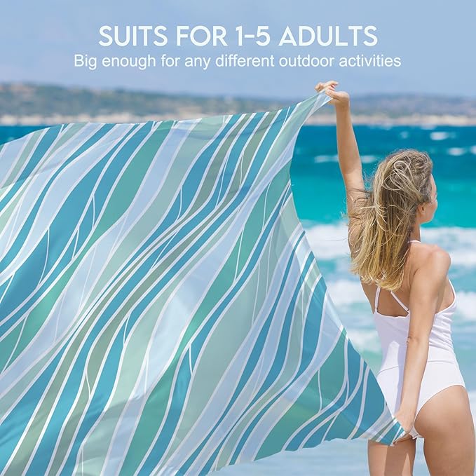 BYDOLL Beach Blanket Waterproof Sandproof Large 78''×81''/10'×9' Sand Free Oversized Sandless Picnic Mat Water Proof Packable Lightweight Blanket for Beach Camping Hiking Travel