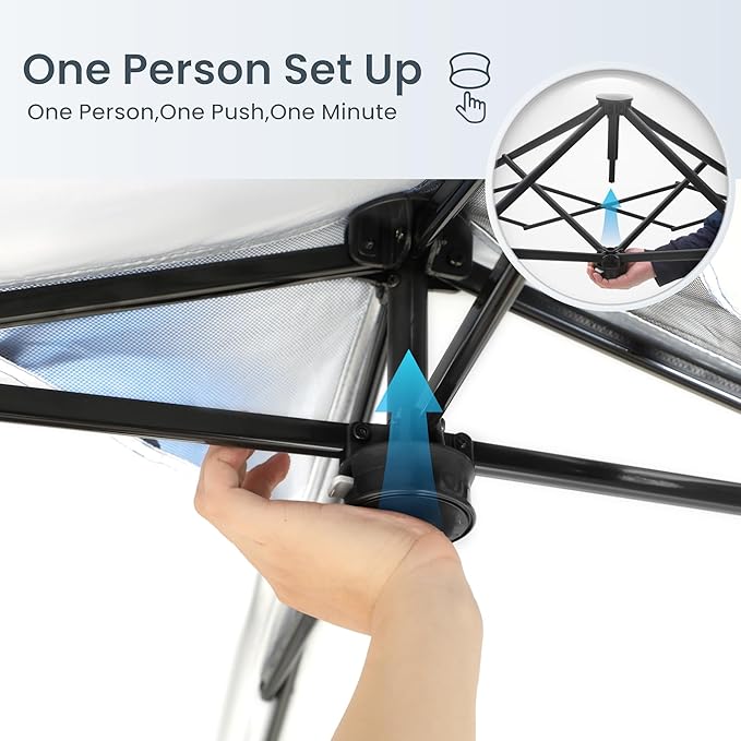 PHI VILLA 8x8ft Pop Up Canopy Tent Instant Portable Shelter One Push Tent Canopy, 4 Weight Bags, Slanted Legs-Blue