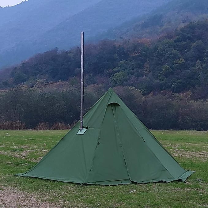 Hot Tent with Stove Jack and Snow Skirt, 6.89~8.53ft Standing Room, 2~5 Person, Tipi Tent for Family Hiking, Fishing, Hunting, Backpacking Camping