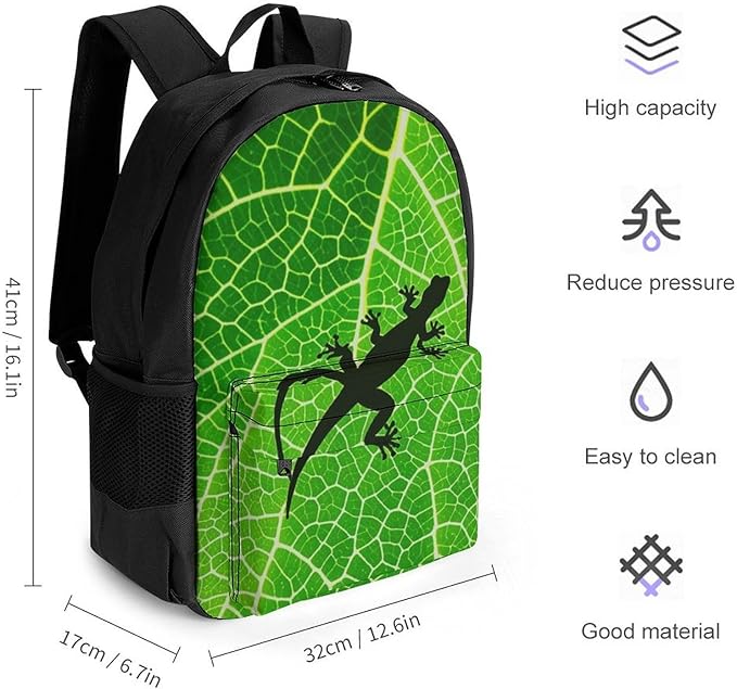 Supdreamc Lightweight Daypack Backpack for Trekking Work Running, Big Capacity Multipurpose Anti-Theft Bookbag, Biology Animal Frog Green Leaf Business Computer Bag