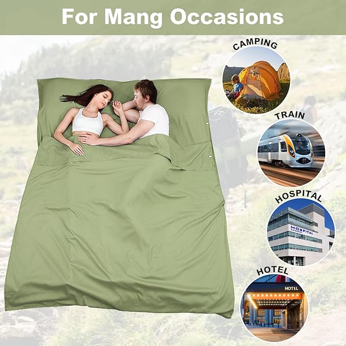 Travel and Camping Sheets Sleeping Bag Liner,Lightweight Travel Sheets for Hotel Portable Hotel Sleeping Bag Sack for Adults,Premium Soft Hotel Sleep Sheet for Traveling Hostels Picnic