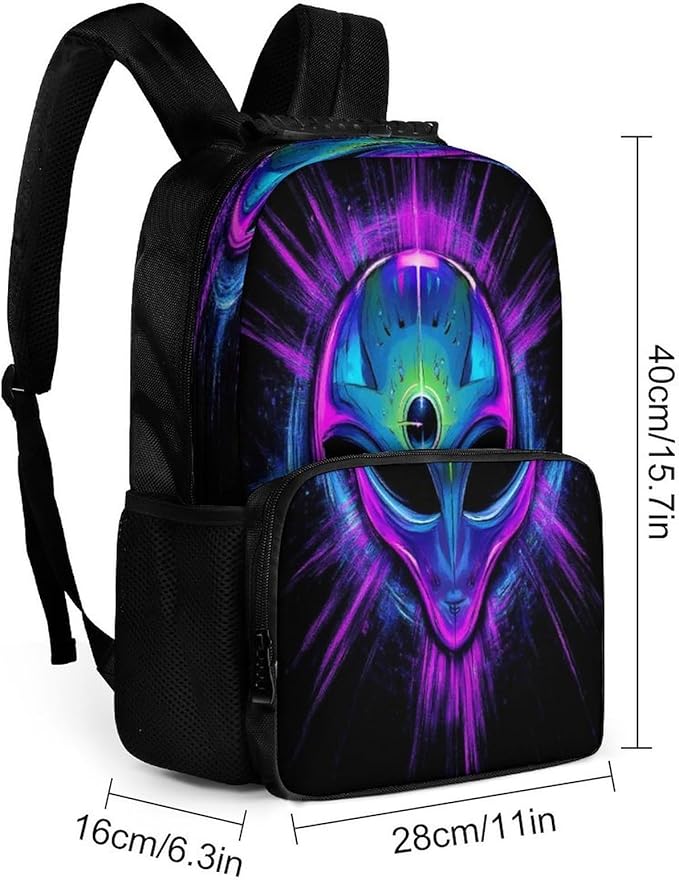 Rucksacks Lightweight Multipurpose Anti-Theft Trippy Eyes Blue Tie Dye Alien Shoulder Bag Big Capacity Traveling Camping Backpack With Side Pockets