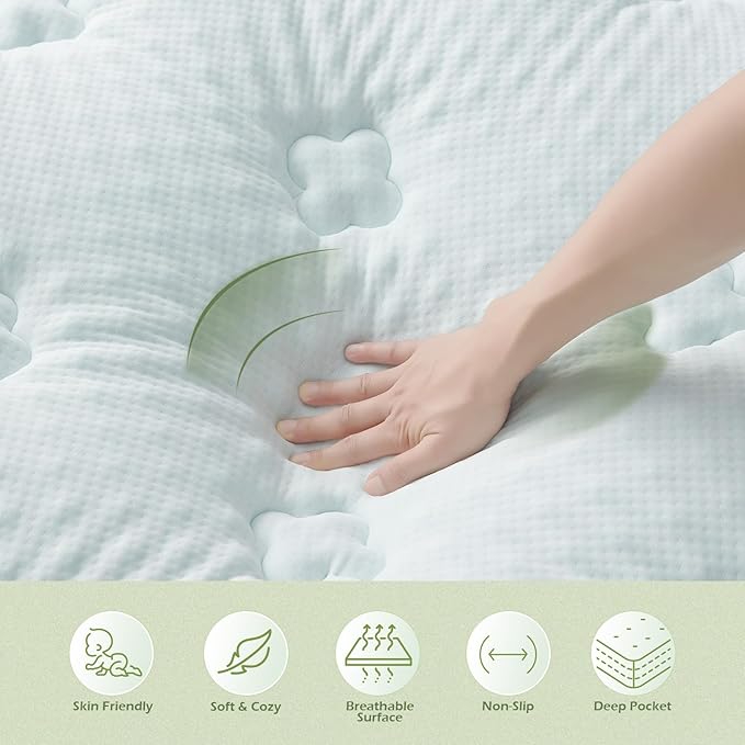 Hansleep RV Short Queen Mattress Pad Topper Memorry Foam, Camping Queen Foam Mattress Topper Viscose Derived from Bamboo, RV Mattress Pad Cover for Back Pain Relief, 60" x 75", White