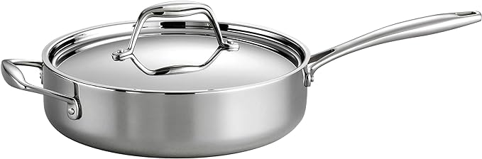 Tramontina Signature Tri-Ply Clad Stainless Steel 3-Quart Saute Pan with Lid, Induction-Ready Cooking Pan, Dishwasher-Safe, NSF-Certified, Made in Brazil