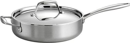 Tramontina Signature Tri-Ply Clad Stainless Steel 3-Quart Saute Pan with Lid, Induction-Ready Cooking Pan, Dishwasher-Safe, NSF-Certified, Made in Brazil