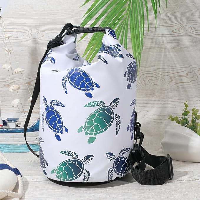 Floating Waterproof Dry Bag Backpack 5L Lightweight Sea Turtle Waterproof Backpack PVC Roll Top Dry Bag Sack for Kayaking Boating Camping Fishing Swimming Rafting Hiking Outdoor Activities