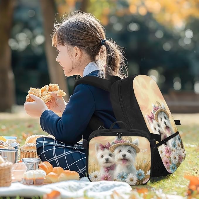 HUGS IDEA Floral Backpack for Girls with Lunch Bag Bookbag for Girls 6-8 Elementary School Backpacks 17 Inch School Bag for Teen Kids Rucksack for Hiking