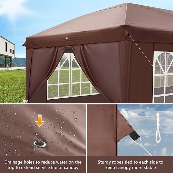 Outvita 10x20ft Ez Pop Up Canopy, Portable Instant Canopy Tent with 4 SideWalls for Outdoor Events, Party, Wedding, Birthday,Graduation