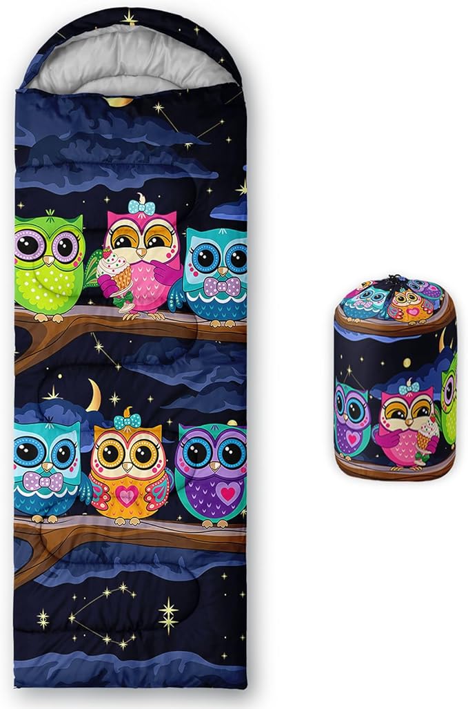 AILONEN Girls Pink Camping Sleeping Bags,Lightweight & Waterproof,3 Season Warm & Cool Weather,Cute Bow Duck Print Sleeping Bags for Kids,Girls,Adults Travelling,Outdoors