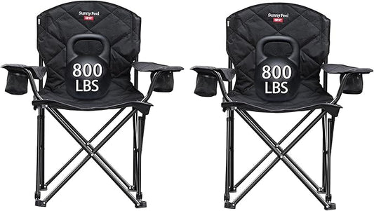 SUNNYFEEL XXL Oversized Camping Chair Heavy Duty 800 LBS for Big Tall People Above 6'4 Padded Portable Folding Sports Lawn Chairs with Armrest Cup Holder & Pocket for Outdoor/Travel/Picnic/Camp