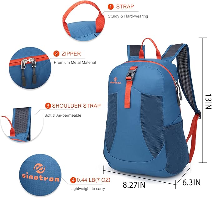 sinotron 22L Lightweight Packable Hiking Backpack, Small Hiking Backpack Day Pack for Women Men Travel Camping Vacation