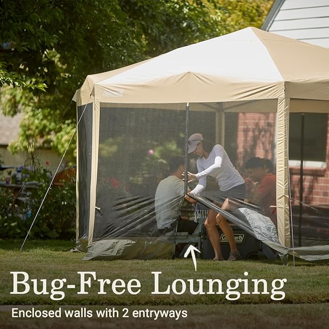 Coleman Back Home Screened Canopy Tent with Instant Setup, Outdoor Gazebo for Bug-Free Lounging, Fits Over Picnic Tables, Ideal for Parties, Events, Tailgates, Dining, & More
