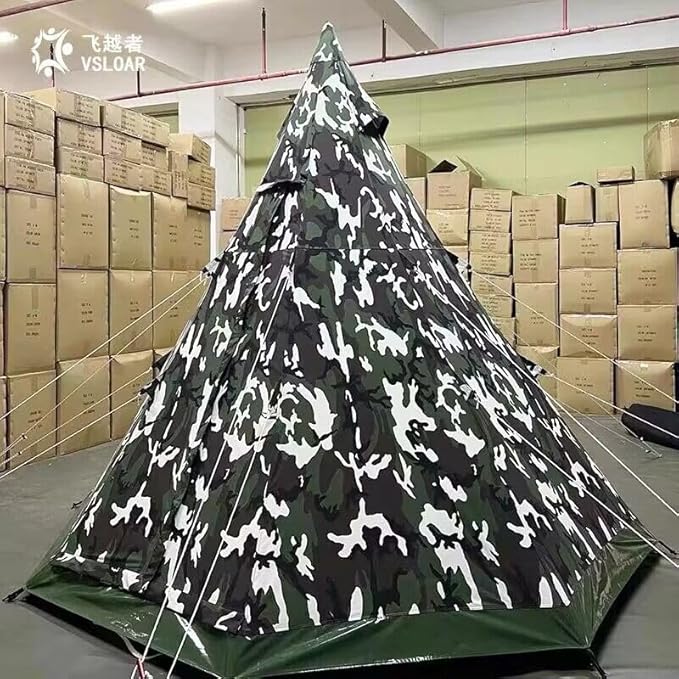Bell Tent 4 Season 9.85ft Glamping, Hot Tent,Ideal for Family Camping, Hiking,Canvas with Aluminum Pole. Support Camouflage Fabric Customization