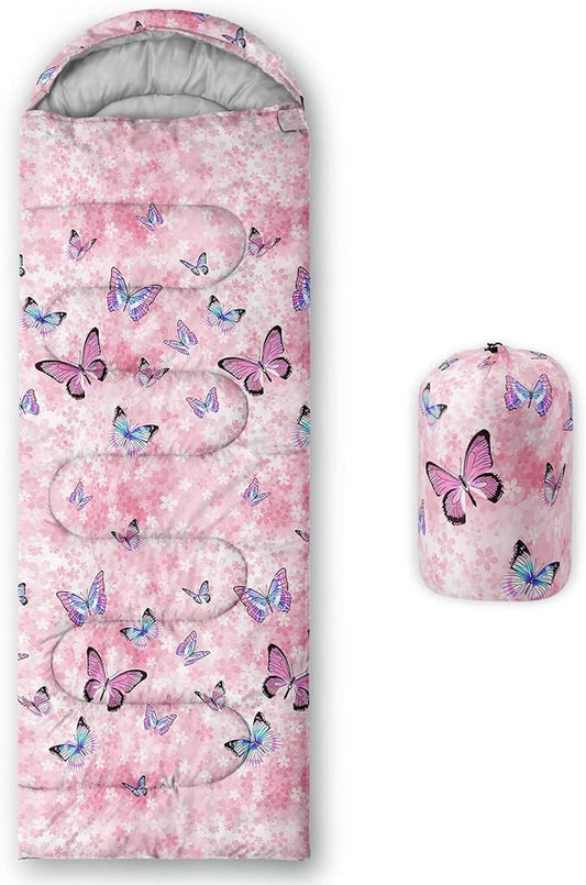 Kids Sleeping Bag for Boys Girls,Rocket Moon Print-Lightweight Warm Portable Outdoor Indoor-Waterproof Cold Weather Resistant Sleeping Bag for Camping Hiking