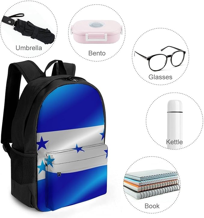 Lightweight Daypack Bookbag for Trekking Business Walking Cycling, Big Capacity Anti-Theft Multipurpose Carry On Bag, Flag Of Honduras Business Computer Bag
