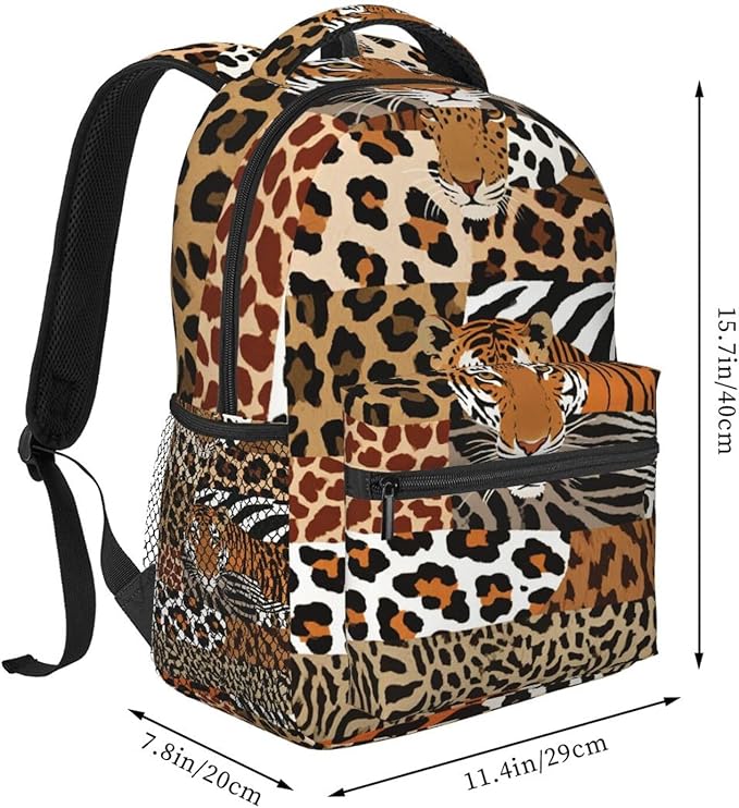 Adults Lightweight Leopard Print Animal Skin Patterns Shoulder Book Bags Big Capacity Shoulder Bag With Adjustable Shoulder Straps for Trekking Work Walking Cycling