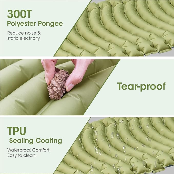 Sleeping Pad for Camping, Self Inflating Sleeping Pad Extra Thick Sleeping Mat with Pillow Built-in Foot Pump, Ultralight Inflatable Sleeping Pads Connectable Air Mattress for Backpacking