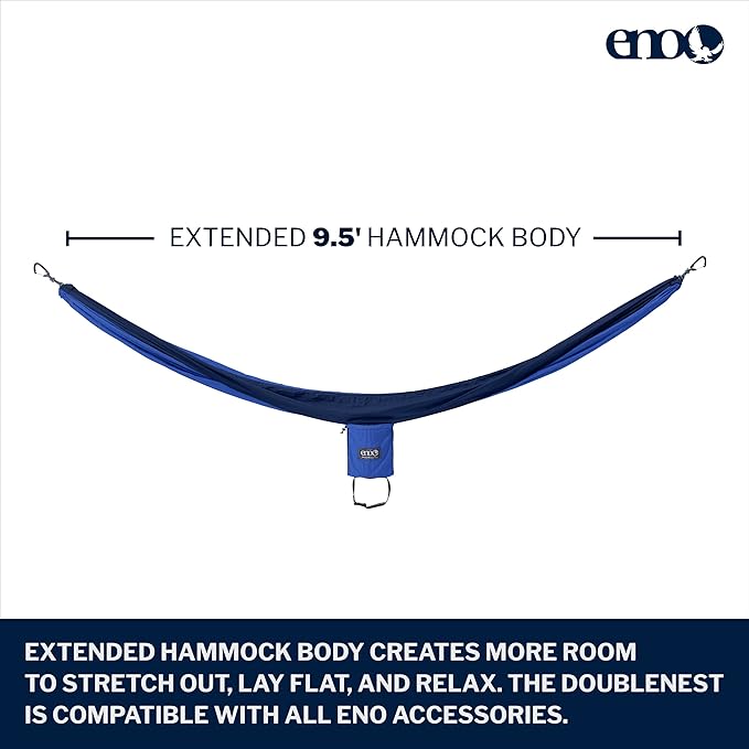 ENO, Eagles Nest Outfitters DoubleNest Lightweight Camping Hammock, 1 to 2 Person, Royal/Navy