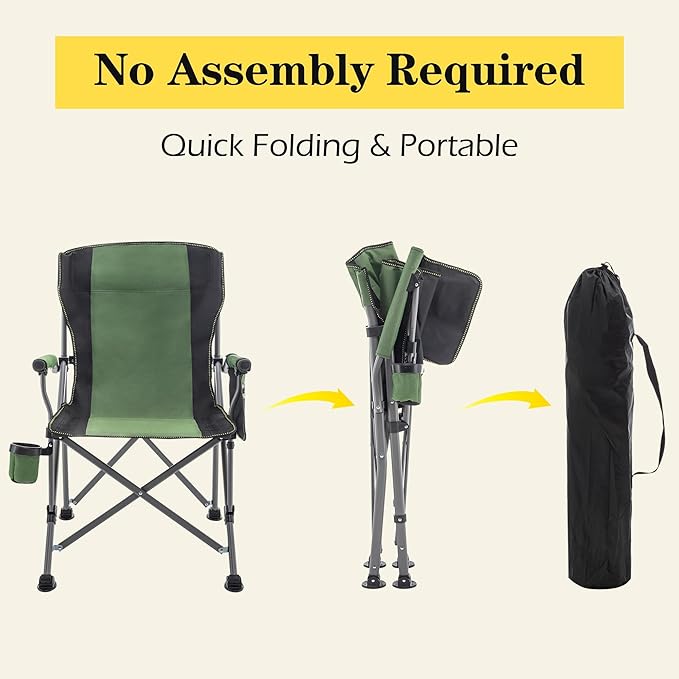 Fishing Chair Camping Chairs Foldable Lawn Beach Portable Campact Chair with Side Pockets and Cup Holder for Adults