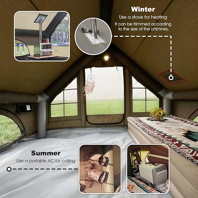 Inflatable Tents for Camping, Large Inflatable Camping Tent with Hand Pump, Easy Setup Tents for 4-6 People, Portable Glamping Tent