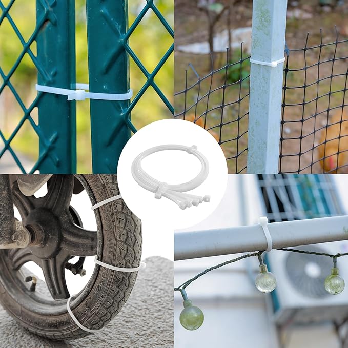 12 Inch White Zip Ties Double Sided Toothed,120 LBS Tensile Strength Heavy Duty Cable Wire Ties With Self-Locking Adjustable More Durable Nylon Tie Wraps for Indoor Outdoor（100 Pack）