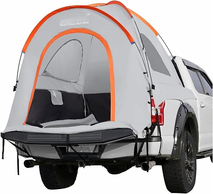 Truck Bed Tent, 6.4'-6.7' Pickup Truck Tent with Rain Layer and Carry Bag, Waterproof PU2000mm Double Layer Truck Tent, Accommodate 2-3 Person, for Camping Traveling Outdoor Activities