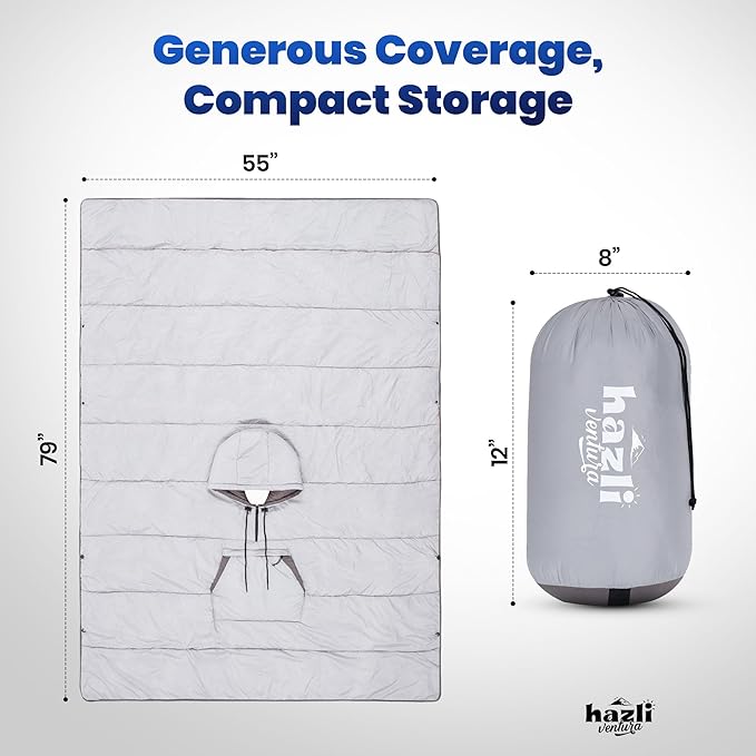 hazli Warm Camping Blanket - Stadium Blanket, Wearable Sleeping Bag Adult, Stadium Sack, Stadium Blankets for Cold Weather, Outdoor Sports Mom Essentials, Stadium Sak, Outdoor Blanket for Sports