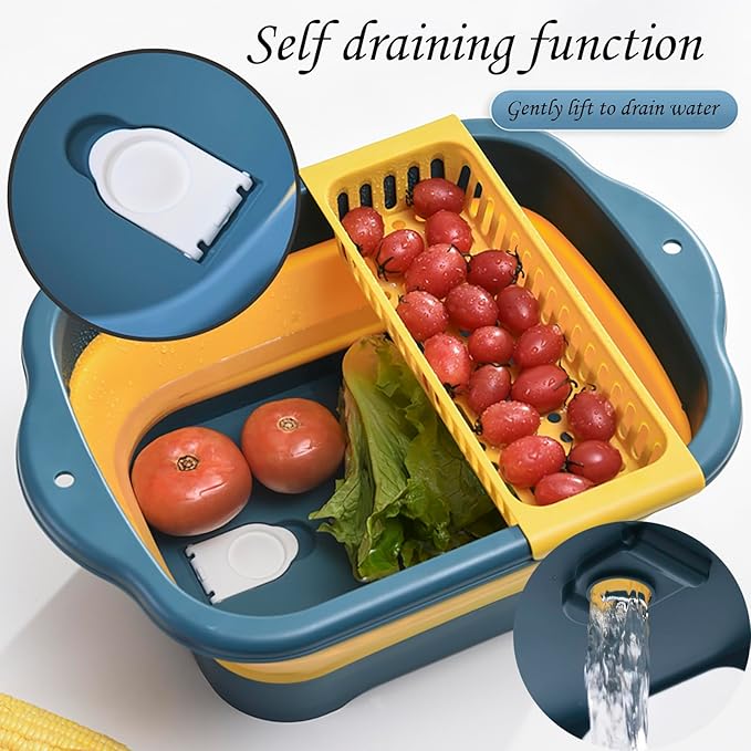 2.98 Gallon (11.28L) Collapsible Dish Basin with Drain Plug, Outdoor Multiuse Foldable Sink Tub, Dishpan, Wash Basin, Portable Kitchen Storage Tray for Camping, RV, Beverage Bucket (Pink)