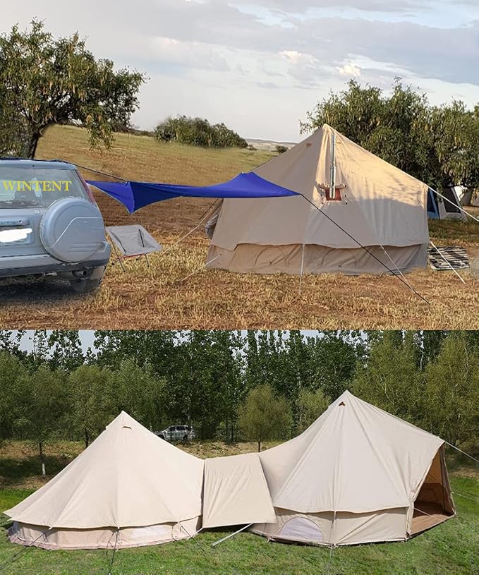 WINTENT 2 Doors All Seasons Cotton Canvas Bell Tent with Stove Jack for Camping 4/6/8/10 Persons