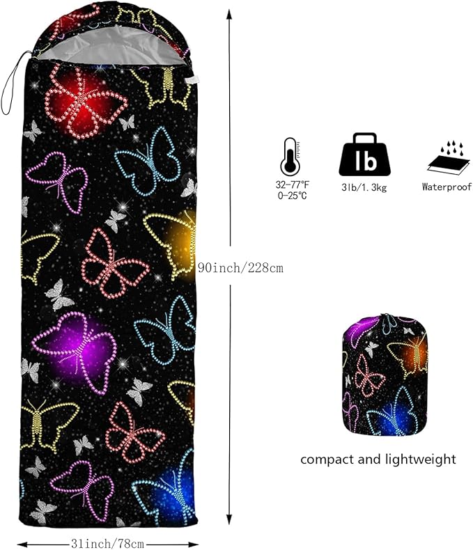 Sleeping Bags for Adults and Kids Camping Sleeping Bags for Girls and Boys Lightweight Waterproof Cold/Warm 3-Season Outdoor Travel with Compression Bags
