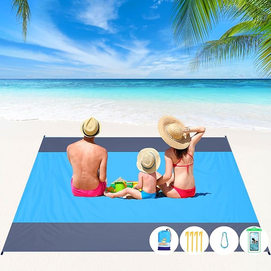 BYDOLL Beach Blanket Waterproof Sandproof Large 78''×81''/10'×9' Sand Free Oversized Sandless Picnic Mat Water Proof Packable Lightweight Blanket for Beach Camping Hiking Travel