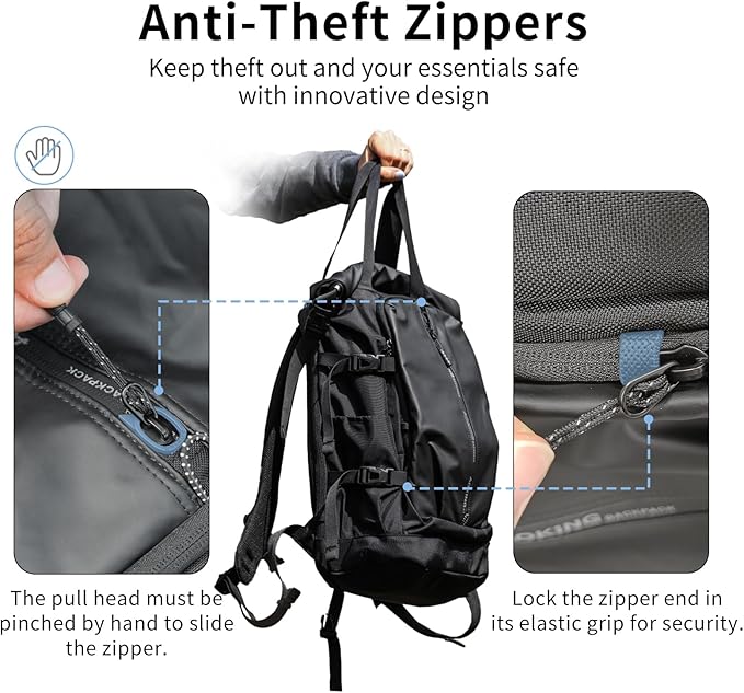 Rolltop Backpack, Travel Rucksack for Men Women, Anti Theft Backpacks with 15.6-inch Laptop Compartment, Waterproof Casual Daypack for Work, Business, Commuter and College