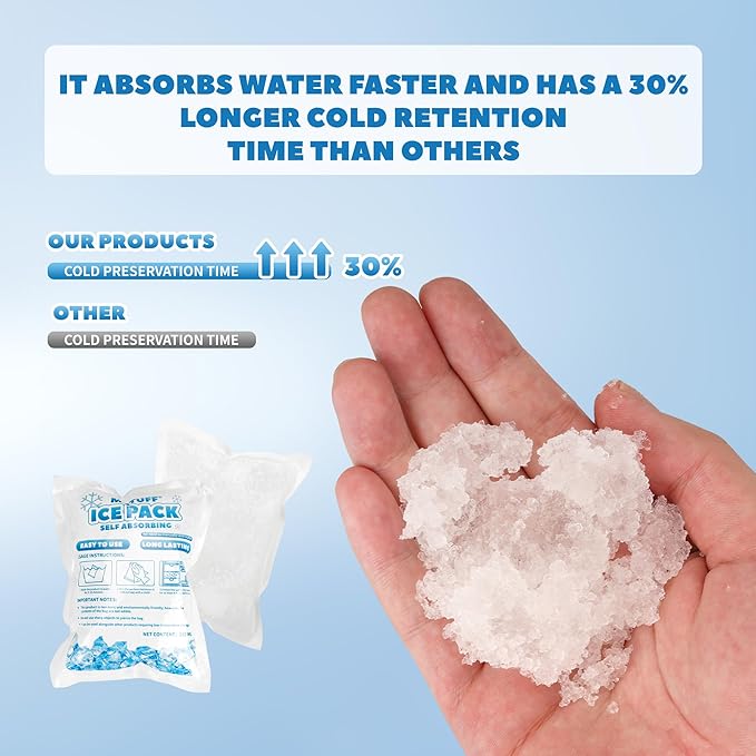 100 Pcs Reusable Ice Packs for Coolers (3.7''x4.9'') - Long-Lasting Gel Freezer Packs for Lunch Boxes, Shipping, Camping, Beach & Fishing | Keep Food/Drinks Fresh